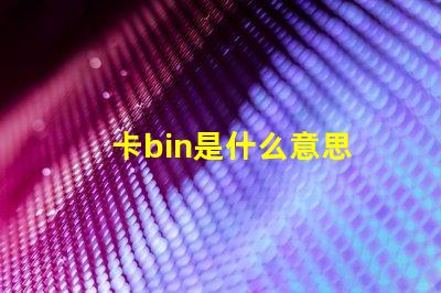 卡bin是什么意思 bin文件是什么意思
